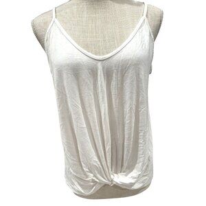 Wasabi+Mint Womens White Sleeveless Knotted Tank Top Size L